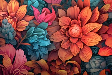 Background intricate floral texture graffiti, photorealistic, highly detailed, digital painting, artstation, sharp focus, summer colors Generative AI