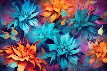 Fototapeta na wymiar Background intricate floral texture graffiti, photorealistic, highly detailed, digital painting, artstation, sharp focus, summer colors Generative AI