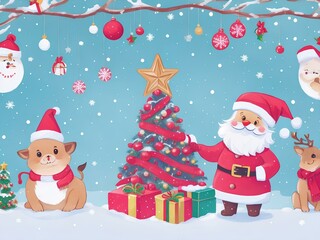 santa claus and christmas tree