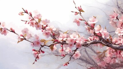 Spring blossom branches. AI generated