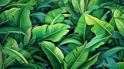 Large and vibrant tropical leaves. AI generated