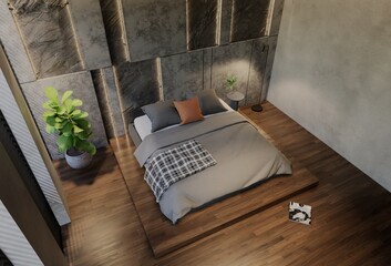 Fototapeta na wymiar Modern Contemporary Bedroom and Natural Tones