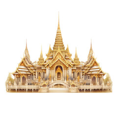 Thai temple isolated on white - obrazy, fototapety, plakaty