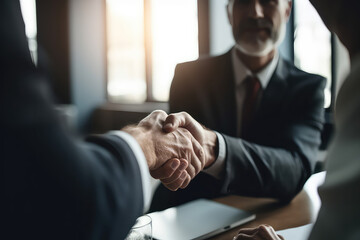 business people shaking hands in office