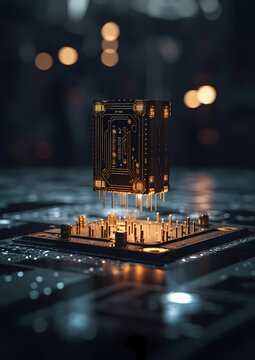 schwebender Quantencomputer Chip der Zukunft