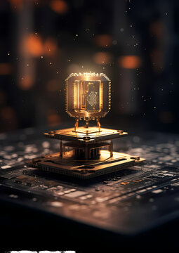 schwebender Quantencomputer Chip der Zukunft