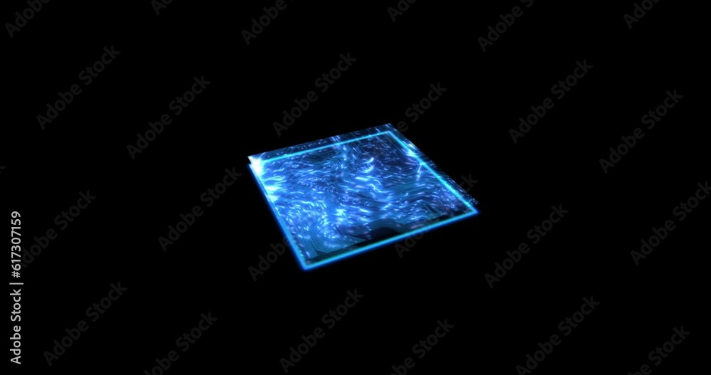 Canvas Prints Microchip, system or tech with light, future development or big data science in IT for cyber innovation. Digital transformation, computer engineering or 3d circuit for programming by black background