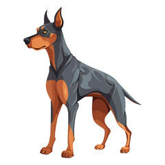 Dynamic Doberman: Whimsical Illustration of a Cute Pinscher