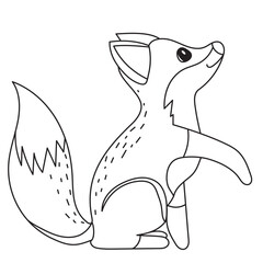 fox character childrens coloring book, vector