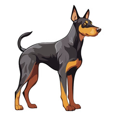 Dynamic Doberman: Whimsical Illustration of a Cute Pinscher