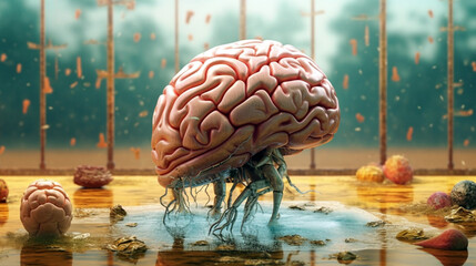 human brain futuristic image. Generative Ai. 