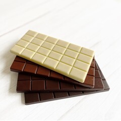 White Milk Dark Chocolate Bars in Rows