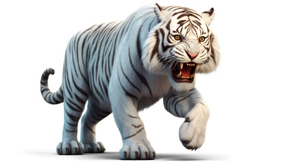 Obraz premium White tiger or bleached tiger isolated on white background. AI generated