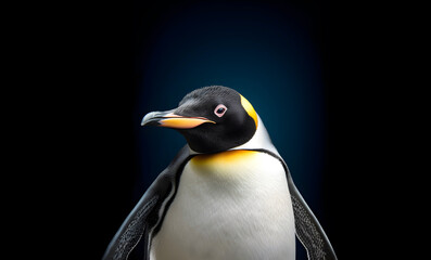 Fototapeta na wymiar Closeup portrait of an elegant emperor penguin. AI generated