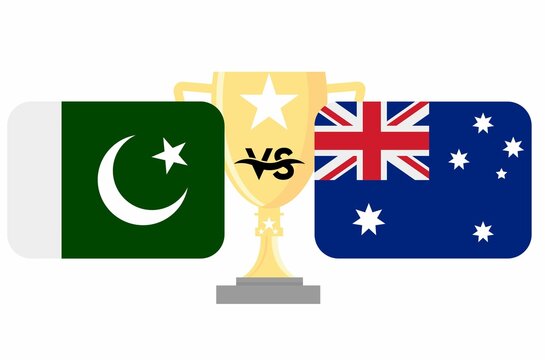 Pakistan VS Australia  Cricket Match Stadium Template.cricket world cup banner. Pak vs Aus flag
