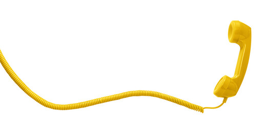Yellow vintage telephone handset cut out with no background - 617309503