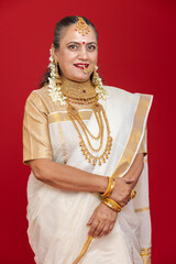 Beautiful South Indian senior woman wearing jewellery