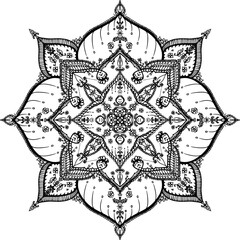 Mandala circular pattern leaf flower petal vector illustration.Lotus flowers for ethnic style, Henna, Mehndi, tattoo, and decoration. Art simple graphic design floral oriental outline illustration.