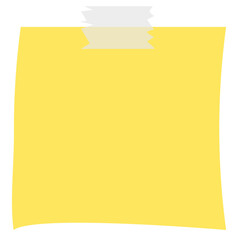 Square yellow sticky paper note reminders. Office memo label stationery.