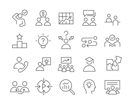 Business Consulting Icons - Vector Line. Editable Stroke.