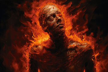 Self Immolation Man on Fire. Generative AI