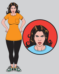 women sticking her tongue out vector illustration