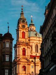 Fototapeta na wymiar St. Nicholas Church (Staré Město) in Prague. Late-Gothic and Baroque church in the Old Town of Prague