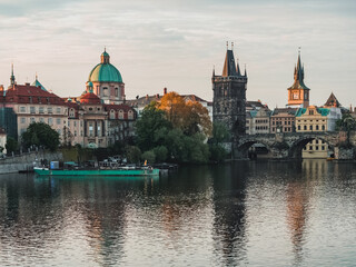 Fototapeta premium Charles Bridge in Prague. Karluv most. General side view