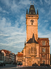 Fototapeta na wymiar Old Town Hall tower in the center in Prague