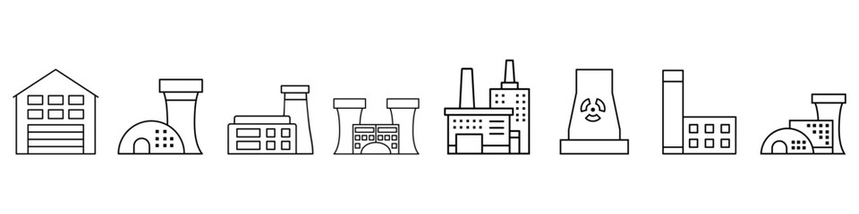 Factory icon vector set. industry illustration sign collection. manufacture symbol. production logo.