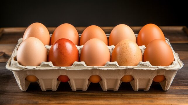 Chicken eggs as a symbol of natural nutrition. Ideal for use in food and cooking magazines, advertising campaigns for organic products that want to emphasize healthy eating. Generative AI