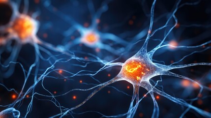 Nervous system, brain central nervous cells, neuroscience - obrazy, fototapety, plakaty