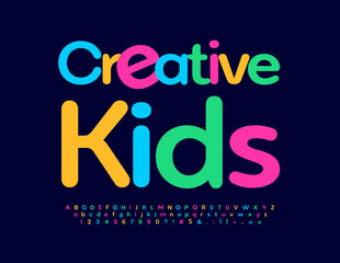 Vector colorful Sign Creative Kids with bright creative Font. Artistic Alphabet set