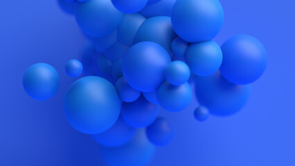Abstract 3d background design with blue spheres