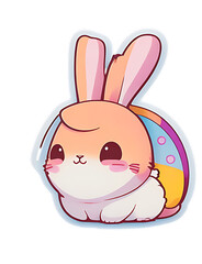  Cartoon rabbit stickers, Generative Ai illustration, rabbit, rabbit cartoon, kawaii