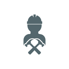 Worker with tool icon isolated on transparent background