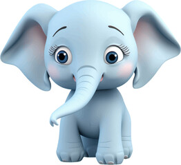 Cute elephant in 3D style. 