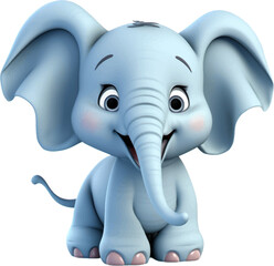 Cute elephant in 3D style. 