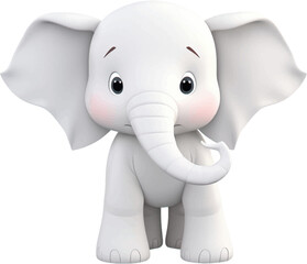 Cute elephant in 3D style. 