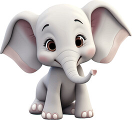 Cute elephant in 3D style. 