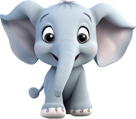 Cute elephant in 3D style. 
