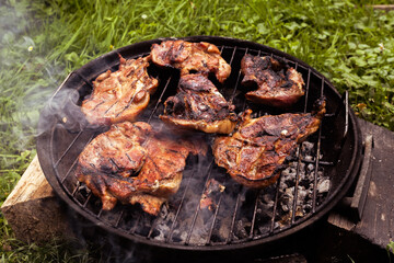  Barbeque delicious steaks on the grill