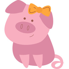 Cute pig vector happy animal character icon
