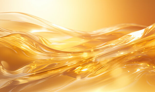 Translucent yellow gel-like flowing liquid abstract background, natural organic renewal cosmetics, alternative medicine. Refreshing, cool organic skincare concept.