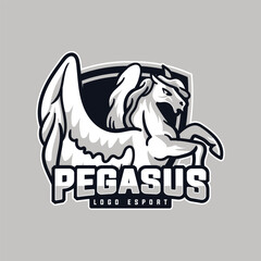 pegasus logo esport, horse logo design.