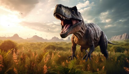 Roaring Beast Captivating T-Rex Monster Illustration
