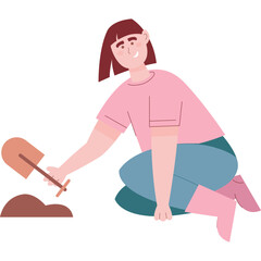 Vector woman gardening icon isolated on white