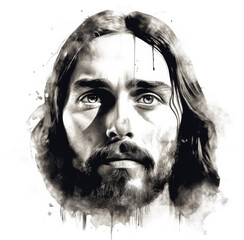 jesus christ portrait in a black and white, generative AI