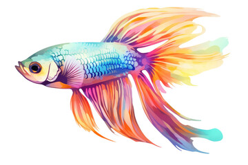 Beautiful guppy fish isolated on transparent background. Generative Ai