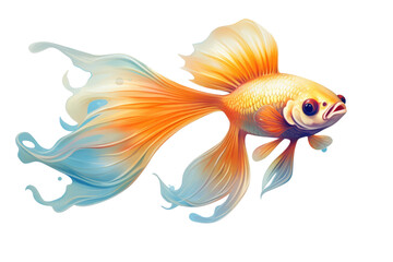 Beautiful guppy fish isolated on transparent background. Generative Ai